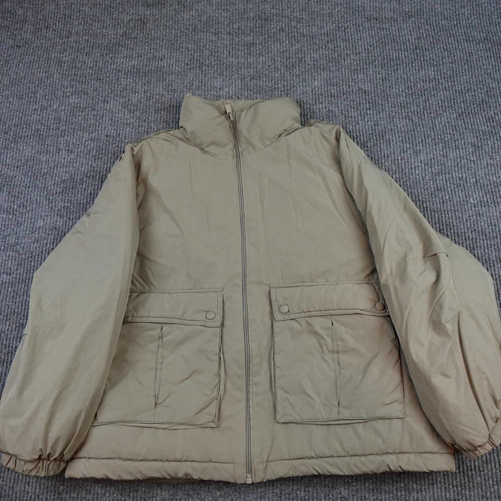 We The Free Energy Puffer Jacket Womens Medium Beige Full Zip Insulated